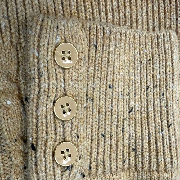 Talbots Sweater Womens Plus Petite Sz Xp Beige Speckle Cable Knit Button Sleeve - Picture 6 of 11